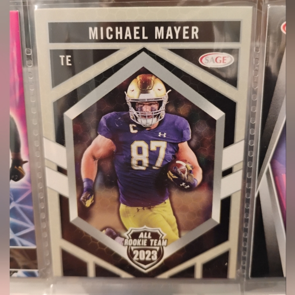 Sage Rookie College Cards (Michael Mayer, Garrett Wilson, Tyler Badie)